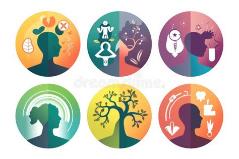 Collection Of Mental Health Symbols With Different Colors And Styles