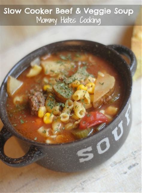 Slow cooker beef & veggie soup recipe