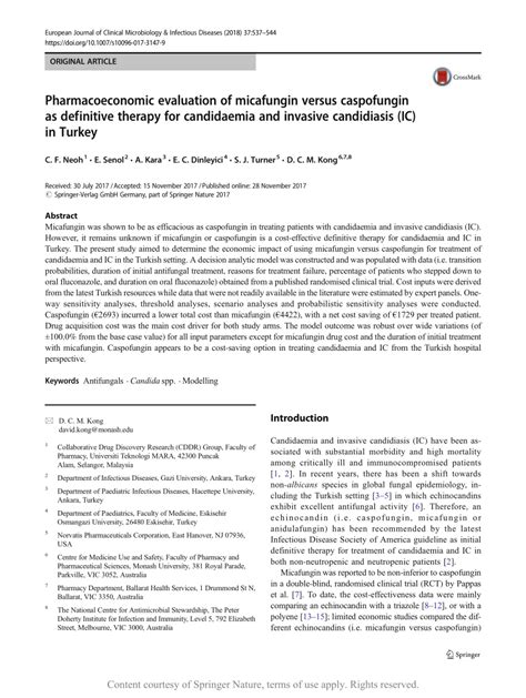 Pharmacoeconomic Evaluation Of Micafungin Versus Caspofungin As