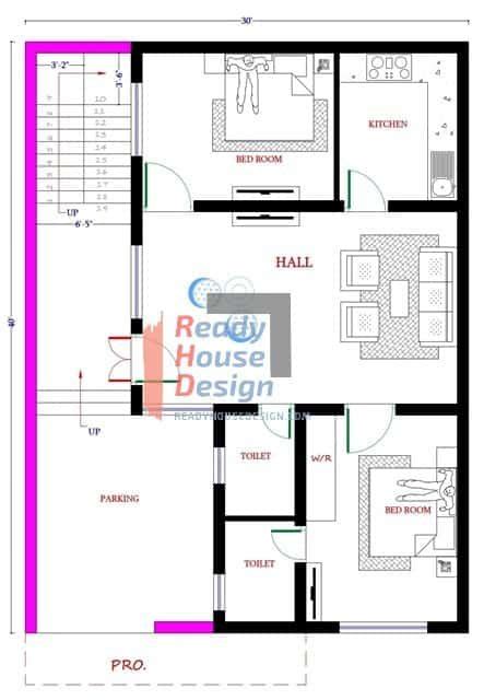 30 X 40 Duplex Floor Plan 3 Bhk 1200 Plan 028 Happho 42 Off