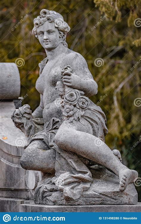 Statue Of Sensual Roman Renaissance Era Woman After Bathing Golden Autumn Potsdam Germany