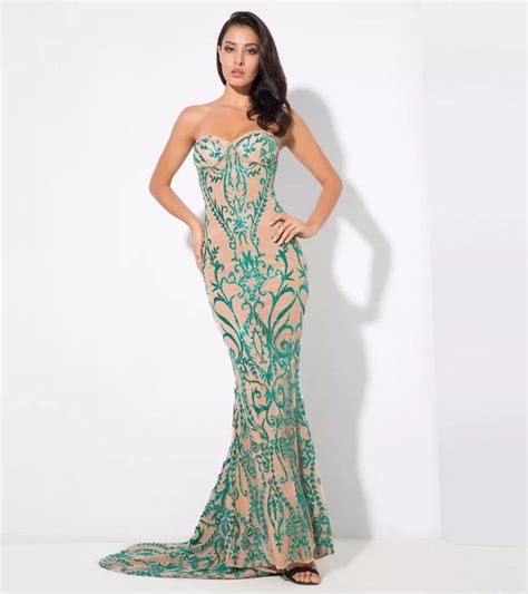Long fluid ac dress with flounces. Angelina Gown- Aqua Green in 2019 | Dresses, Green sequin ...