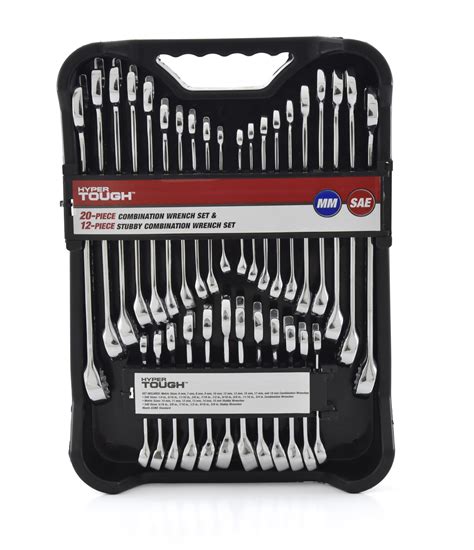 Hyper Tough 32 Piece Combination Wrench Set Metric And Sae