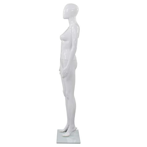 Full Body Female Mannequin With Glass Base Glossy White Cm