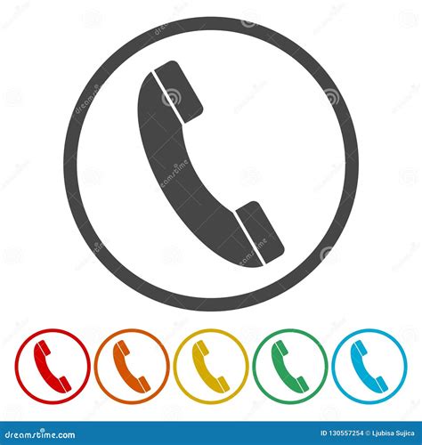 Phone Call Vector Icon Style Is Flat Rounded Symbol Stock Vector