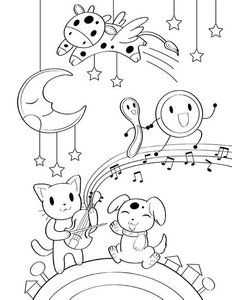 Free Printable Coloring Page Depicting The Nursery Rhyme Hey Diddle