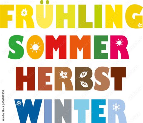 4 Jahreszeiten Bunt Frühling Sommer Herbst Winter Vektor Stock Vektorgrafik Adobe Stock
