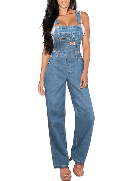 Revolt Womens Classic Denim Bib Overalls Blue Jeans Size