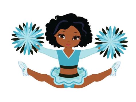 Best Cute Black Teenage Cheerleader With Pom Poms Illustrations