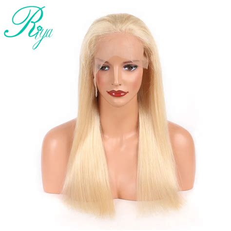 riya hair 613 pure blonde wigs silky straight peruvian human hair full lace wig 130 density