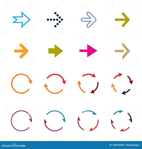 Sets Of Color Circle Arrows Vector Icons Stock Vector Illustration
