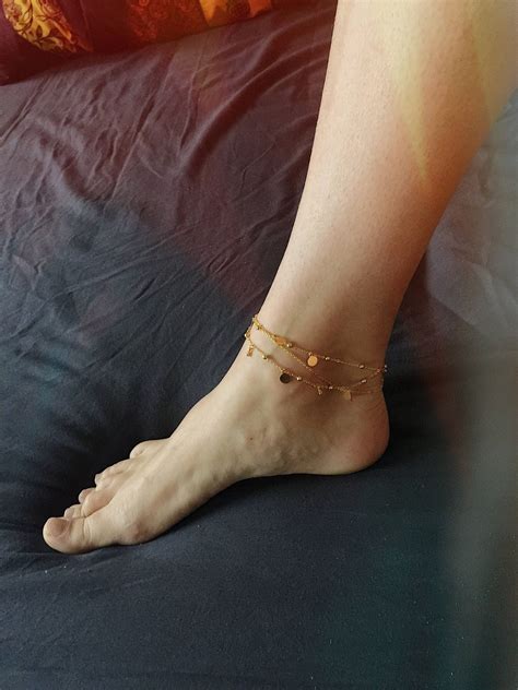 Sexy Anklet Gold Dangle Discs Ankletbohobohemian Beach Etsy