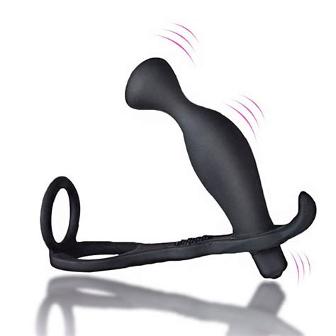 Male Vibrating Prostate Massager With Double Ring Waterproof Butt Plug