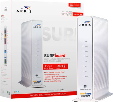 Arris Surfboard Ac 1750 Dual Band Wi Fi Router With 24 X 8 Docsis 30