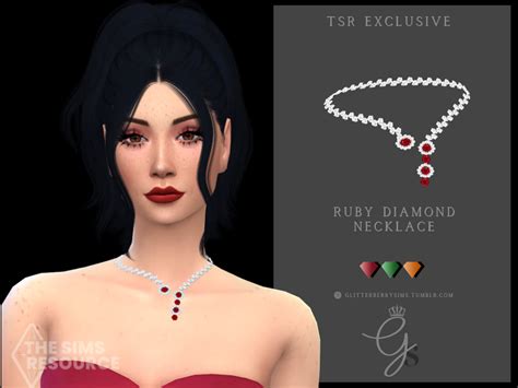 Ruby Diamond Necklace By Glitterberryfly From Tsr • Sims 4 Downloads