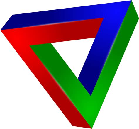 Impossible Triangle Optical Illusion Triangle Colored Clipart Full