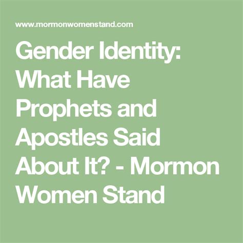 Gender Identity What Have Prophets And Apostles Said About It Gender