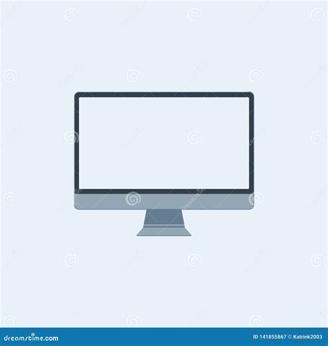 Modern Computer Monitor With A Blank Screen Flat Style Icon Stock Vector Illustration Of Icon