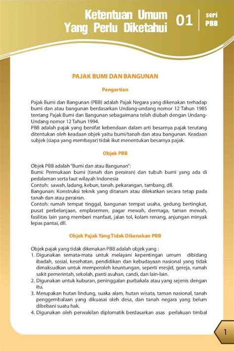 Pdf Pajak Bumi Dan Bangunan Pajak Go Id Pbb Adalah Pajak Yang