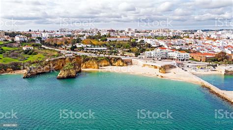 Aerial From The City Lagos In The Algarve Portugal Stock Photo
