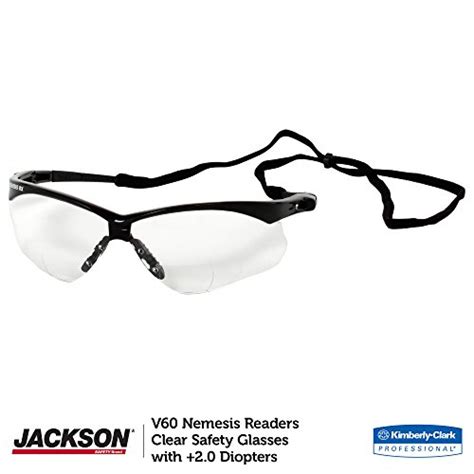 jackson safety v60 nemesis vision correction safety glasses 28624 clear readers with 2 0