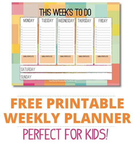 Free Kids Weekly Planner Pdf Use This Printable To Get Your Kids On A