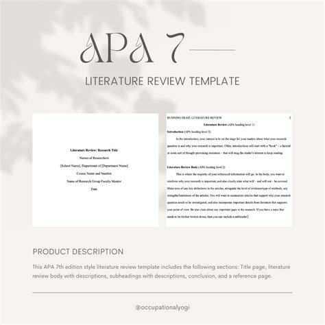 Apa 7 Literature Review Template Etsy