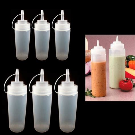 6 Clear Plastic Squeeze Bottle 12oz Condiment Ketchup Mustard Oil Mayo