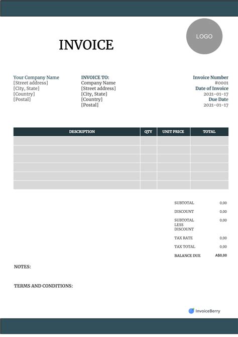 Free Invoice Templates Download - All Formats and Industries | InvoiceBerry