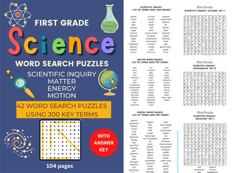 First Grade Science Word Search Puzzles Scientific Inquiry Matter
