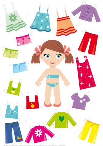 To make the dolls, simply print all the templates on sheets of. Little Girl Paper Doll with Summer Clothes Set | Free ...