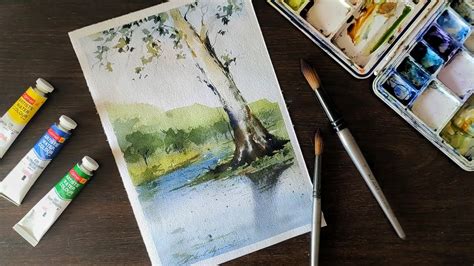 Watercolor Painting Landscapeeasyfor Beginnersideastutorial Youtube