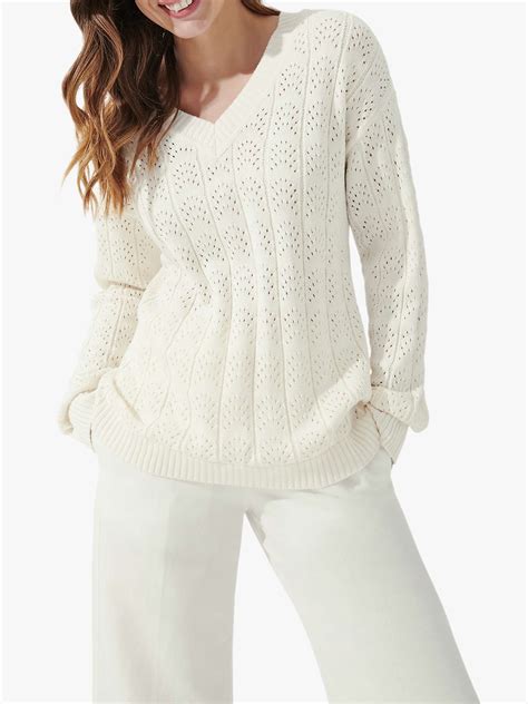 crew clothing harbourne jumper cream at john lewis and partners