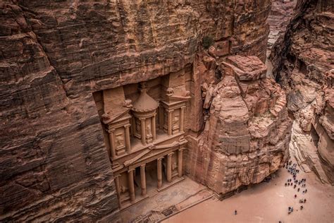 View Of Al Khazneh Petras Treasury From Above City Of Petra