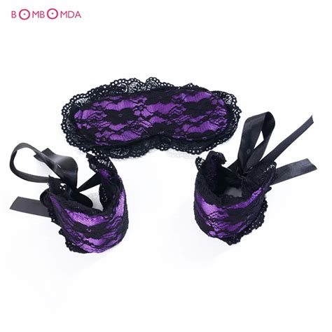 bdsm erotic lace eye mask handcuffs set fetish slave bondage fetish adults products sex toys for