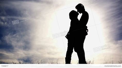 Relationship sign for mobile concept and web design. Couple Kissing Silhouette Stock video footage | 1346817