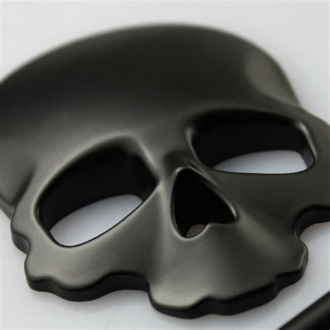 Skull Crossbones 3d Emblem Badge Adhesive 3m Car Bike Black Matt
