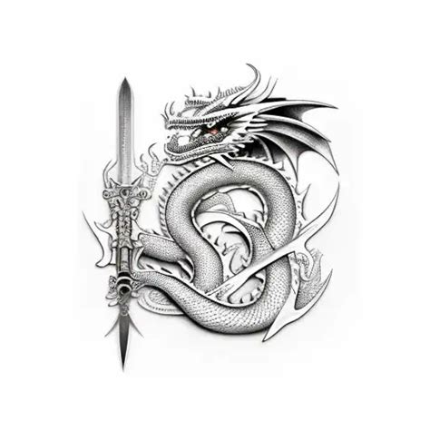 Realism Dragon Sword Tattoo Idea Blackink