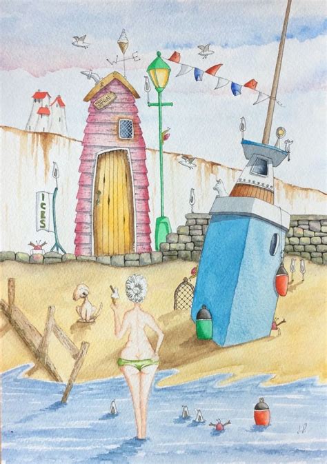 Seaside Beach By Julia Whimsical Art Paintings Whimsical Art Diy