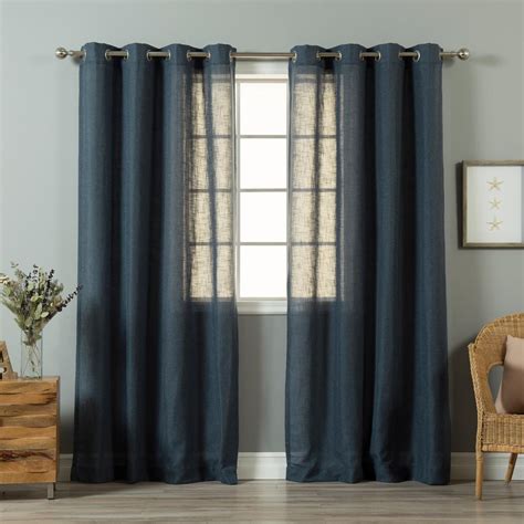 Best Home Fashion 84 In L Indigo Blue Linen Blend Curtain Panel 2