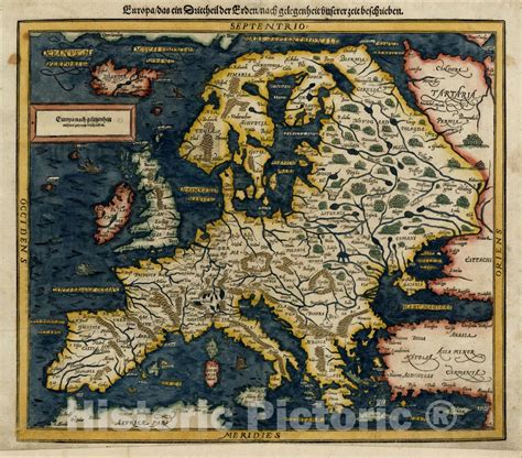 Historic Map Europa Europe C1588 Sebastian Mnster Vintage Wall