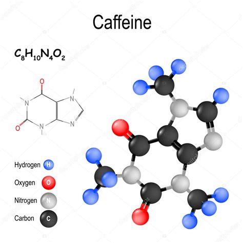 Kafein Bir Molekül Yapısı Vektörel çizim ©edesignua Vektörel