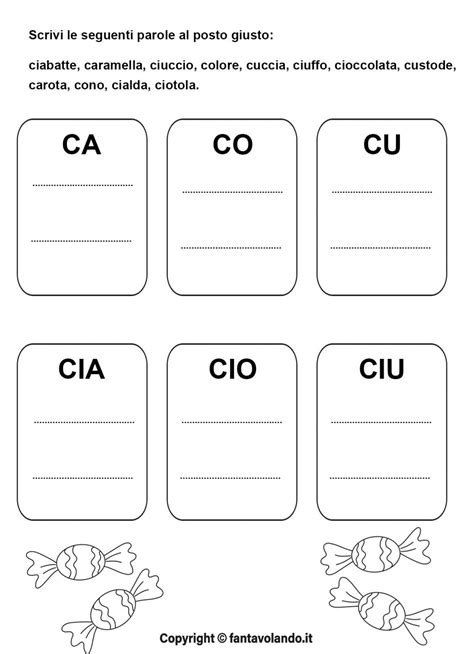 Schede Didattiche Di Italiano Ca Co Cu Cia Cio Ciu Fantavolando