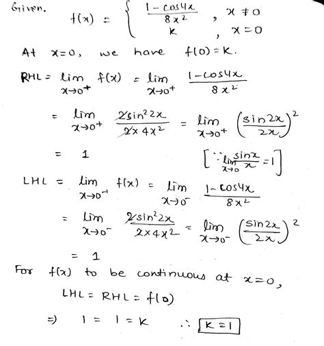 for what value of k the following is continuous x 0