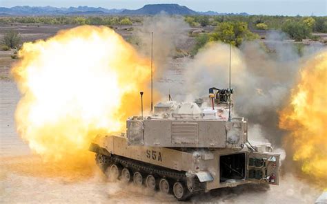 Army Paladin Self Propelled Howitzer Fired High Velocity Projectile