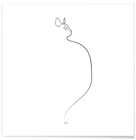Cat Line Drawing Poster Juniqe