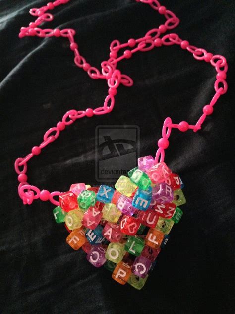 3d kandi heart necklace by bbeeaarr kandi necklace diy kandi bracelets heart necklace cute