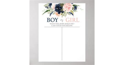 Boy Or Girl Chart Guess The Gender Poster Zazzle Boy Or Girl Chart