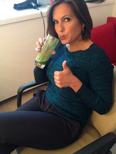 Mariska Hargitay Drinking Her Healthy Drink Giving Thumbs Up Alex And
