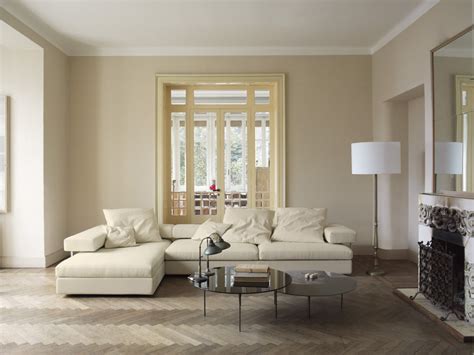 Monochromatic Living Room With Hardwood Floors Beige Living Rooms